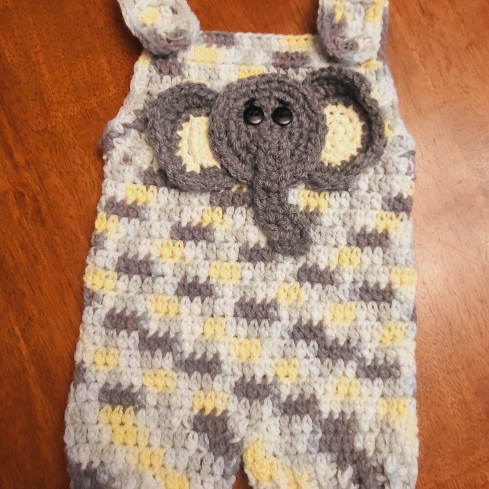 Hand Made ~ Crocheted ~ Elephant ~ Infant One Piece
